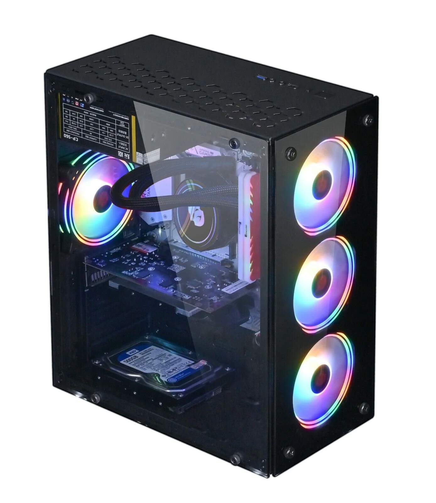 AOK ATX/M-ATX/ITX Gaming PC Desktop Computer Case Black with Side Tempered Glass Panels with 4 Fan Support - Image 5