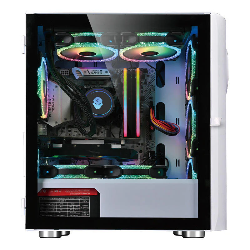 Armaggeddon Tron Holo-3 M-ATX Gaming PC Desktop Computer Case White with Side Tempered Glass Panels with 8 Fan Support (Fans not included) - Image 3