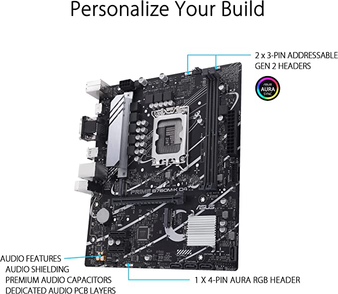 ASUS Prime B760M-K D4, an Intel® B760 LGA 1700 mATX - Image 4