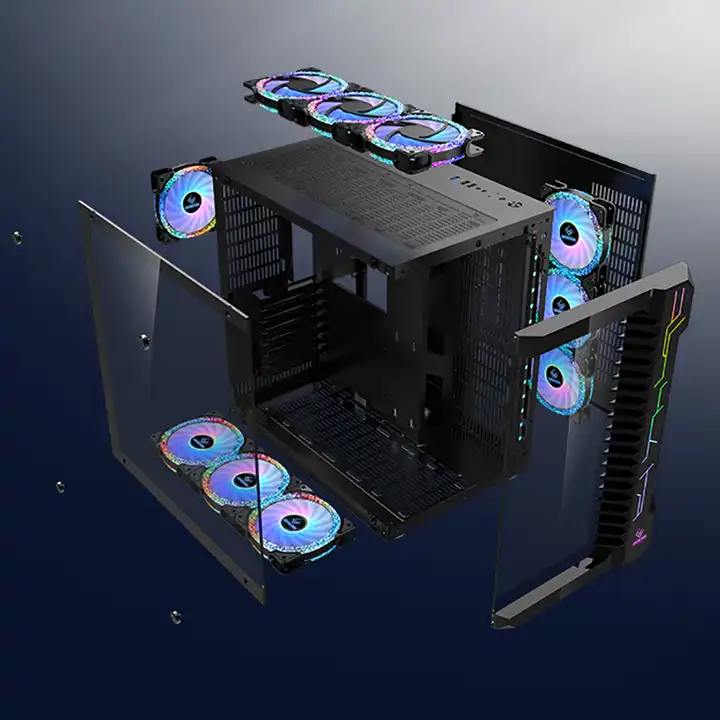 Bruce III Black 4 pcs 120MM ARGB Fans with Controller Tempered Glass E-ATX Mid Tower Computer PC Case - Image 3