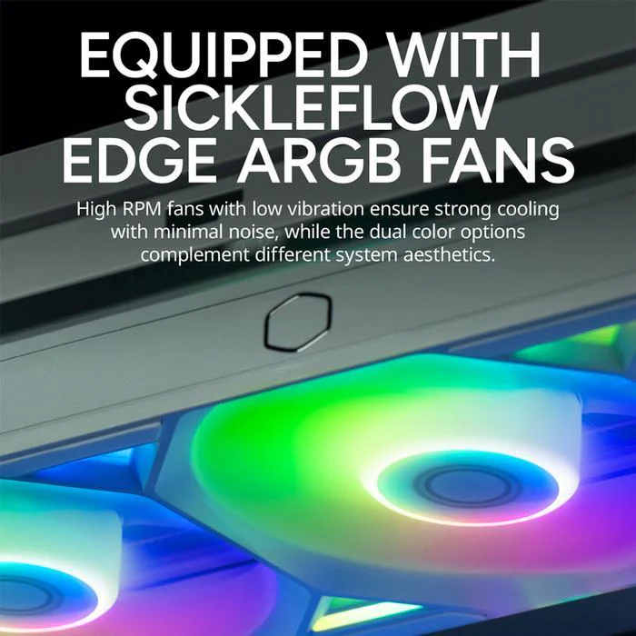 Cooler Master MasterLiquid Atoms II LCD 360mm ARGB Liquid Cooler, SickleFlow Edge ARGB fans, Ultra-low profile pump design, Universal Socket Support, Quick and easy installation, Black | MLX-D36M-A25SZ-L1 - Image 4