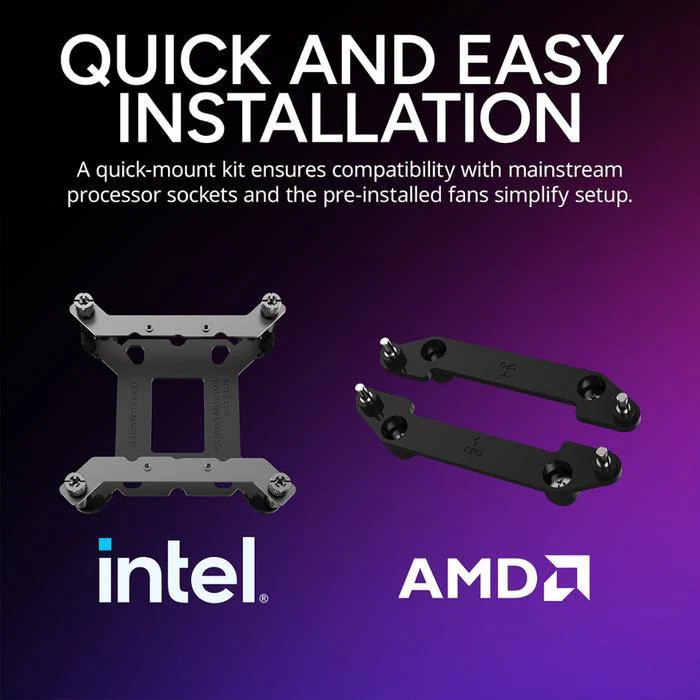 Cooler Master MasterLiquid Atoms II LCD 360mm ARGB Liquid Cooler, SickleFlow Edge ARGB fans, Ultra-low profile pump design, Universal Socket Support, Quick and easy installation, Black | MLX-D36M-A25SZ-L1 - Image 5
