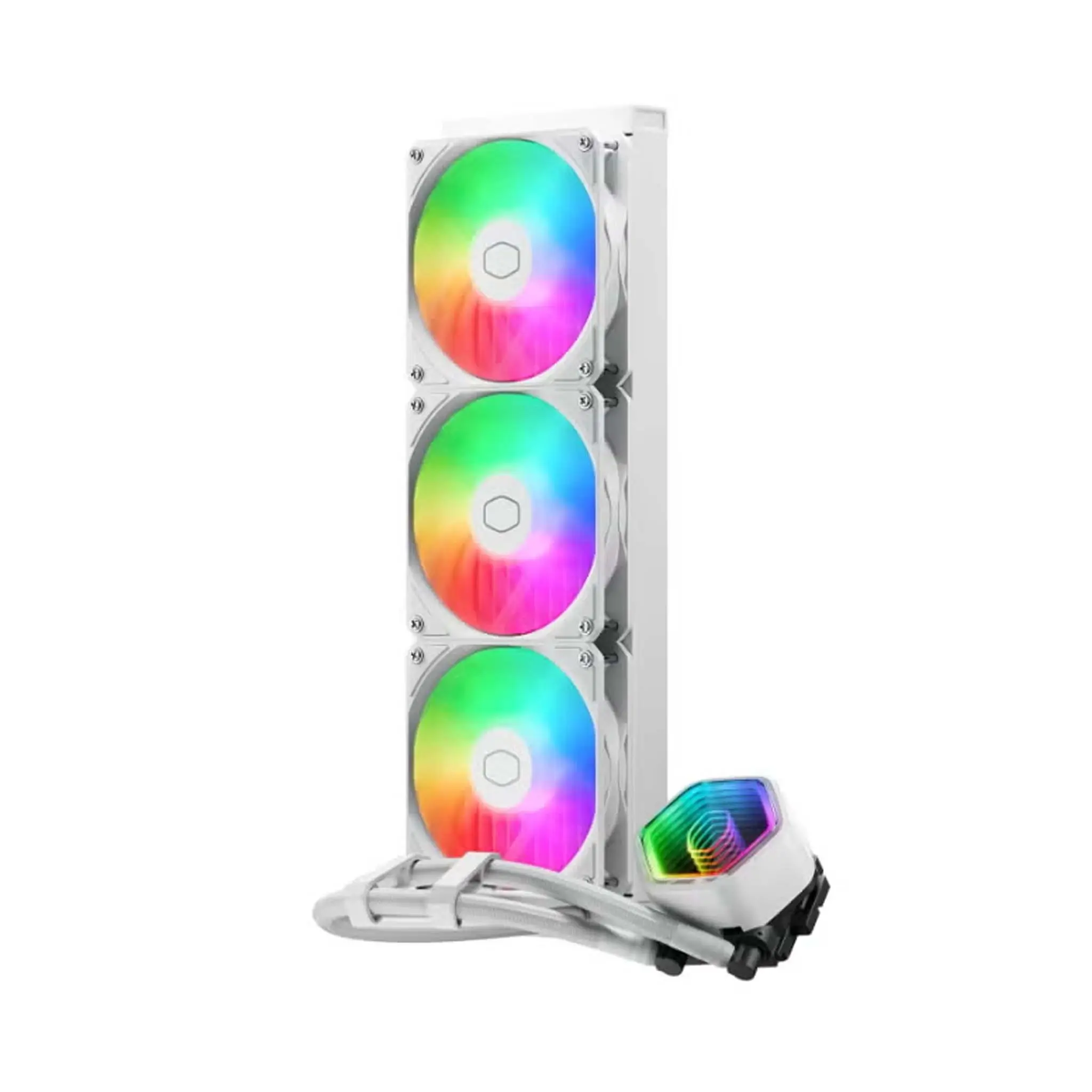 Cooler Master MasterLiquid Core II 360mm White ARGB Liquid Cooler, Dual Chamber Pump, 12VDC Pump Rate Voltage, 400mm Tubing, Universal Socket Support, Paper Tray - Image 2