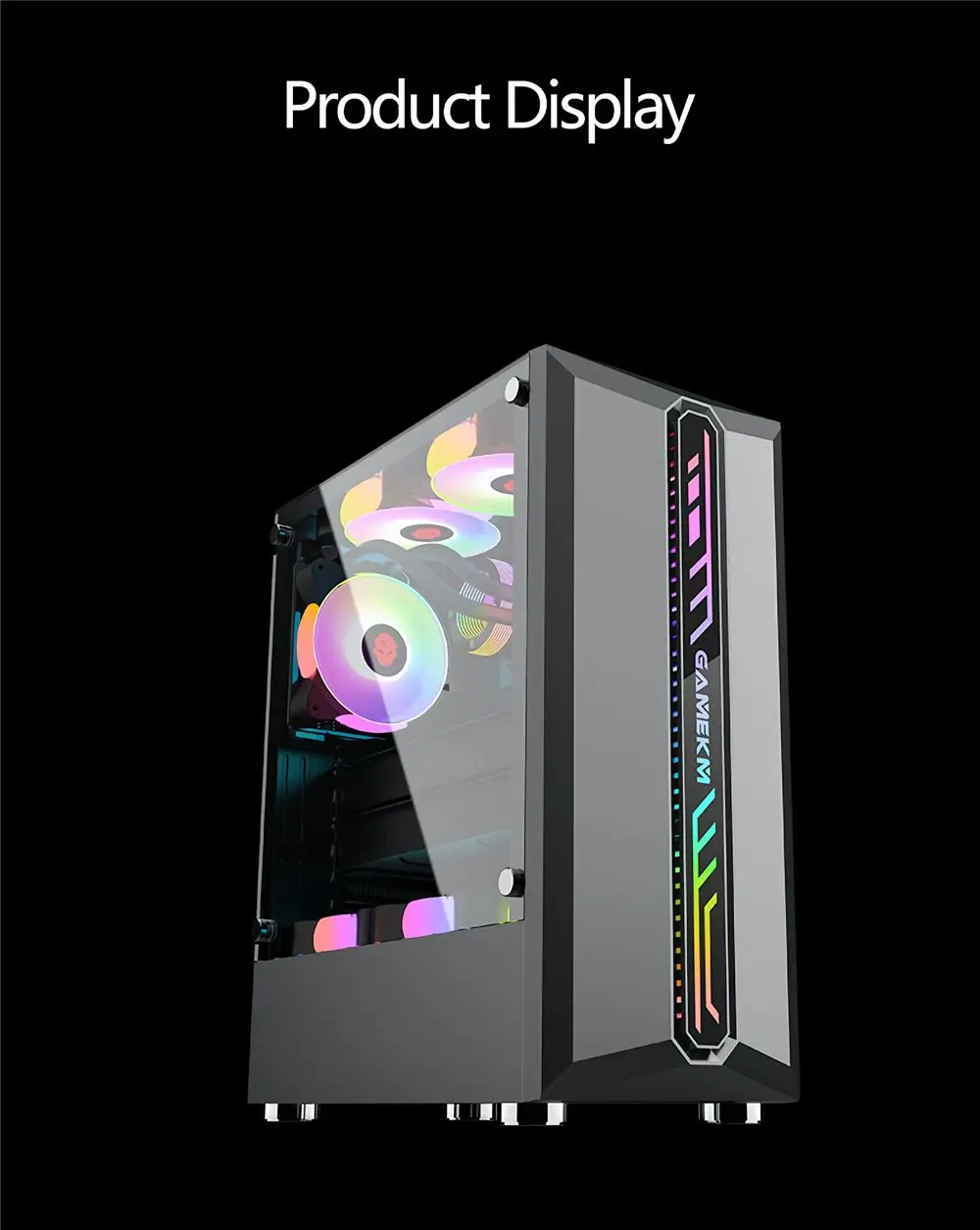 Galaxy ATX/M-ATX/ITX Gaming PC Desktop Computer Case Black with Side Tempered Glass Panels with 6 Fan Support - Image 2