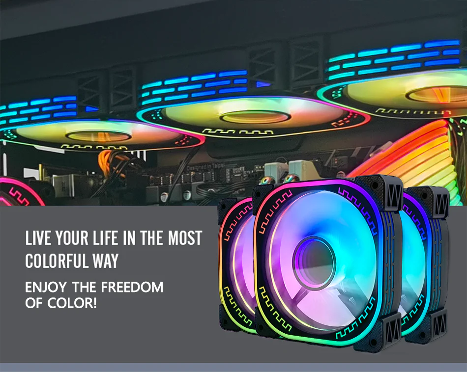 TrueNort Pc Case Fan 120mm RGB 6Pin 12V 3W Black, Single Fan | YM1200 - Image 3