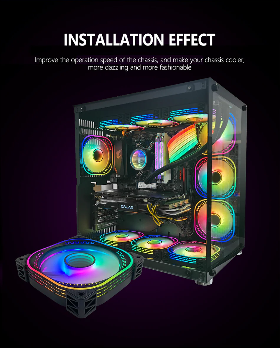 TrueNort Pc Case Fan 120mm RGB 6Pin 12V 3W Black, Single Fan | YM1200 - Image 4