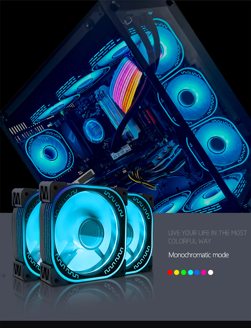 TrueNort Pc Case Fan 120mm RGB 6Pin 12V 3W Black, Single Fan | YM1200 - Image 5