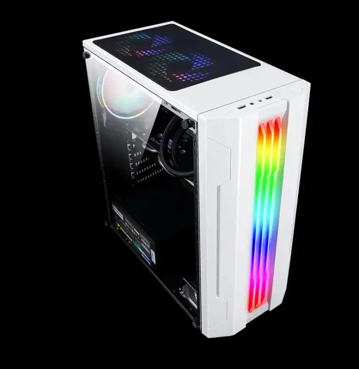 EVESKY ATX/M-ATX/ITX Gaming PC Desktop Computer Case White with Side Tempered Glass Panels with 5 Fan Support - Image 3