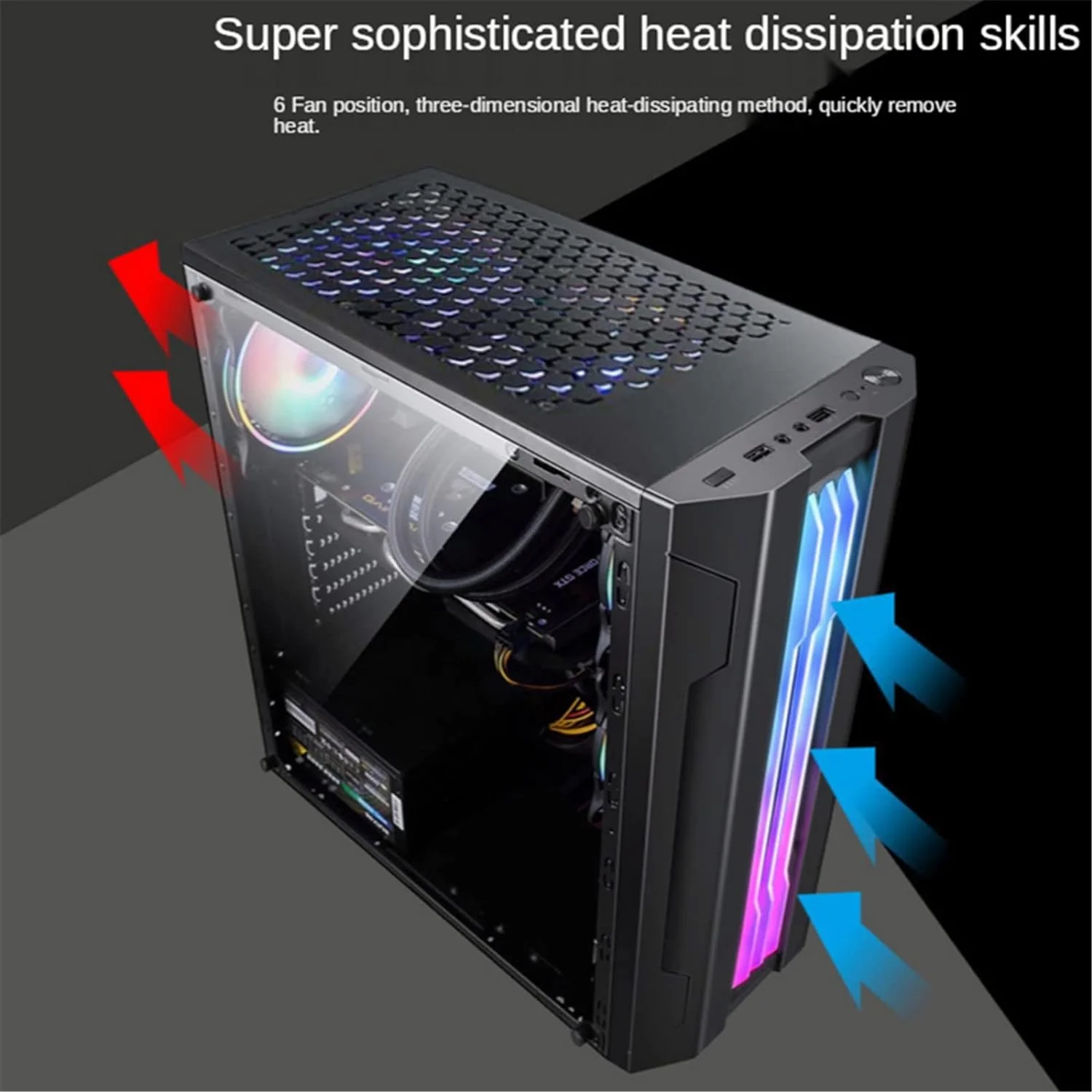 EVESKY ATX/M-ATX/ITX Gaming PC Desktop Computer Case White with Side Tempered Glass Panels with 5 Fan Support - Image 4
