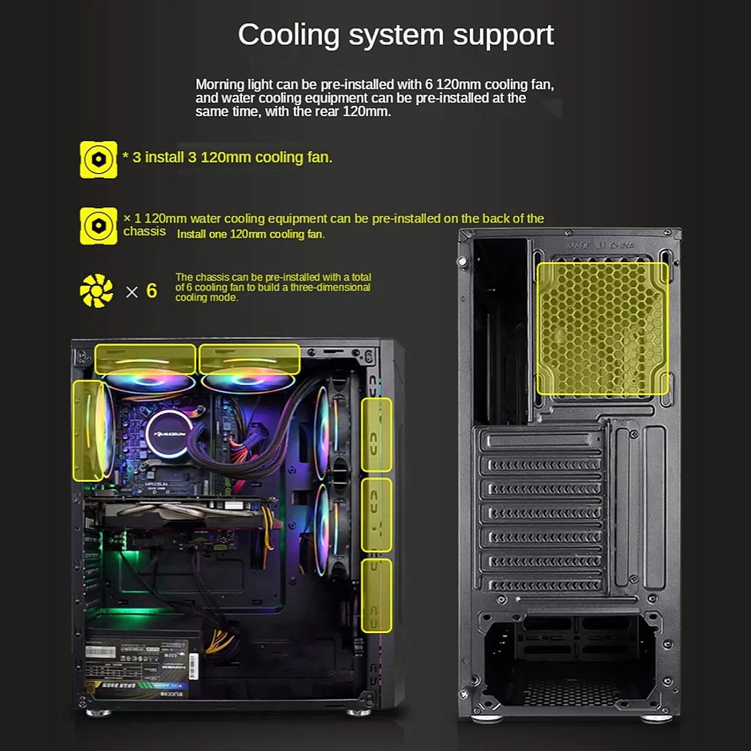 EVESKY ATX/M-ATX/ITX Gaming PC Desktop Computer Case White with Side Tempered Glass Panels with 5 Fan Support - Image 6