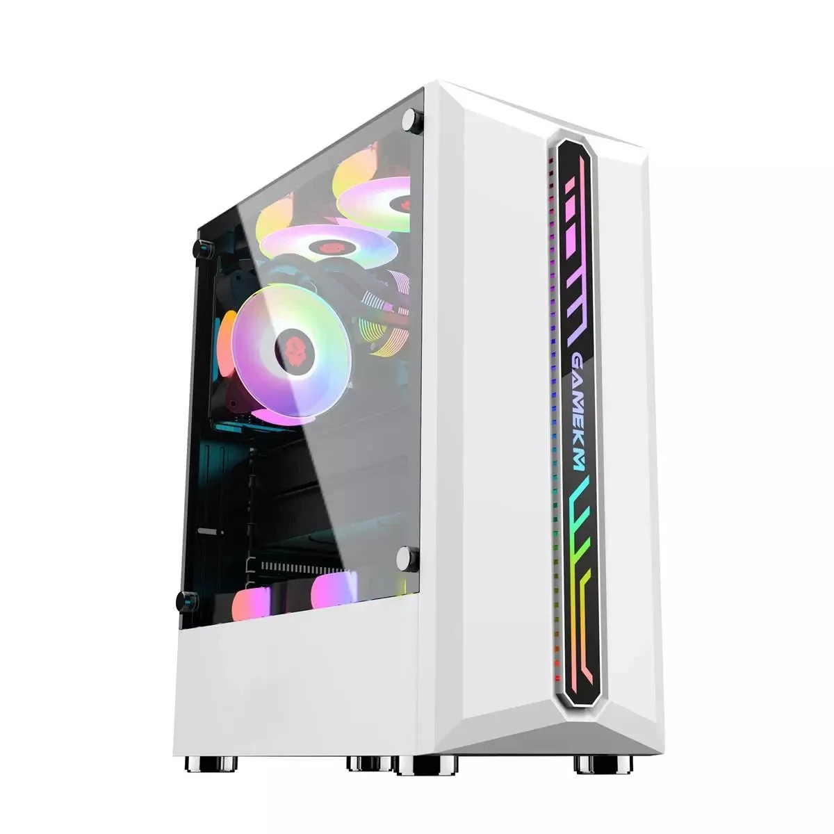 Galaxy ATX/M-ATX/ITX Gaming PC Desktop Computer Case White with Side Tempered Glass Panels with 6 Fan Support