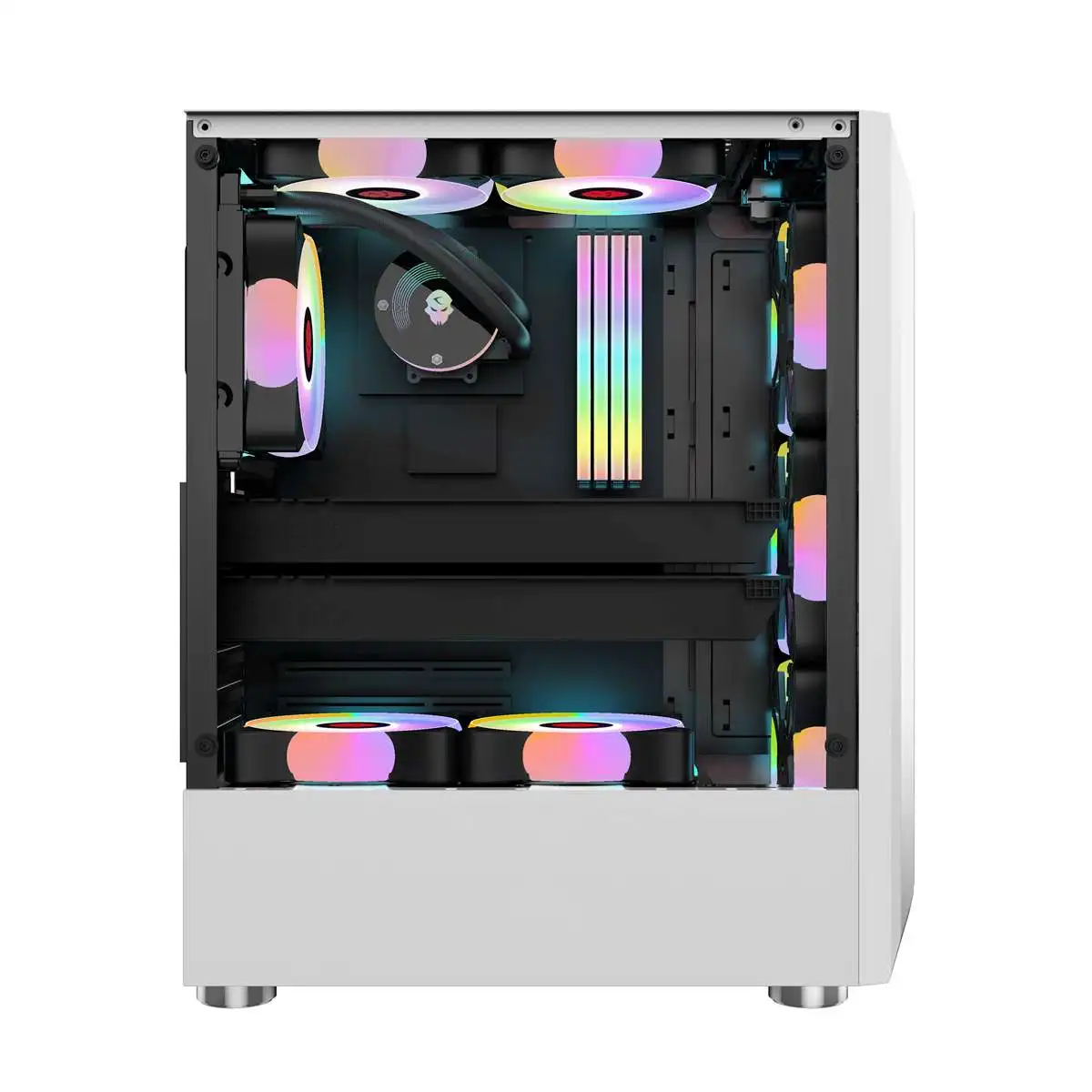 Galaxy ATX/M-ATX/ITX Gaming PC Desktop Computer Case White with Side Tempered Glass Panels with 6 Fan Support - Image 3