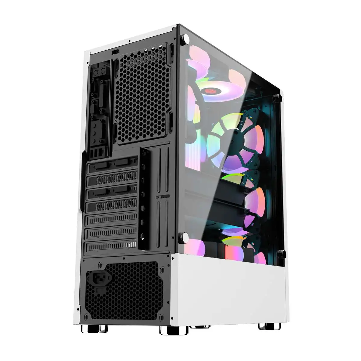 Galaxy ATX/M-ATX/ITX Gaming PC Desktop Computer Case White with Side Tempered Glass Panels with 6 Fan Support - Image 4
