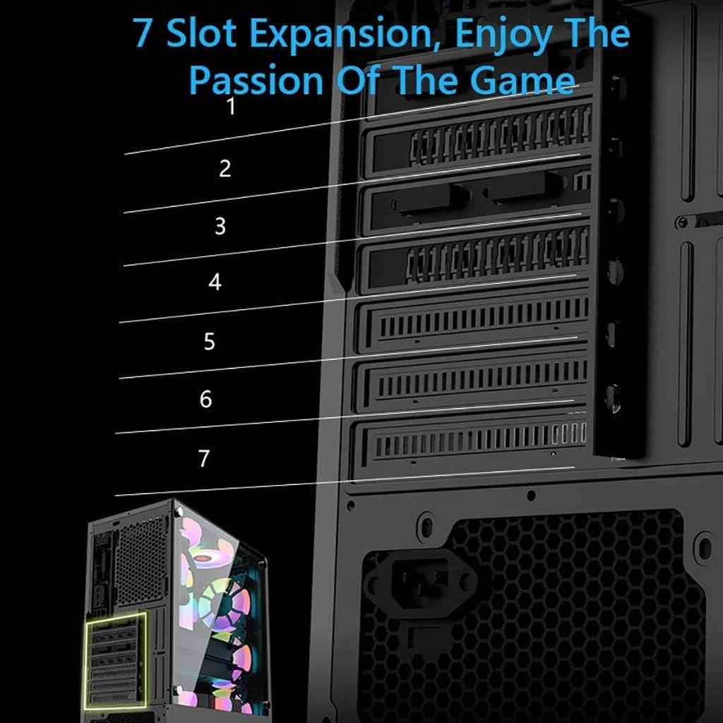 Galaxy ATX/M-ATX/ITX Gaming PC Desktop Computer Case White with Side Tempered Glass Panels with 6 Fan Support - Image 7