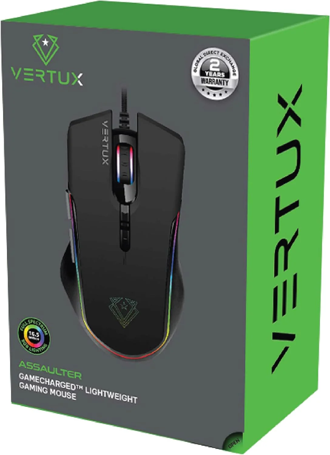 Vertux Assaulter Gaming Mouse Up to 10000 DPI Optical Sensor Lights Wired Optical Gaming Mouse Ultra Fast 10 Million Clicks Lightweight RGB Gaming Mouse Black - Image 6