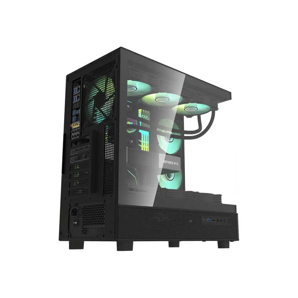 DarkFlash DPX90 ATX Gaming PC Case with 3 ARGB Fans, Supports 360mm Radiators, 9x 120mm Fan Support, USB Typc-C Support, Tempered Side Glass Panel, Black | DPX90 - Image 3