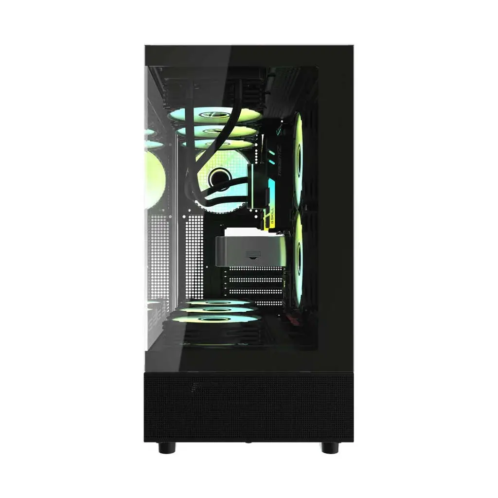 DarkFlash DPX90 ATX Gaming PC Case with 3 ARGB Fans, Supports 360mm Radiators, 9x 120mm Fan Support, USB Typc-C Support, Tempered Side Glass Panel, Black | DPX90 - Image 5