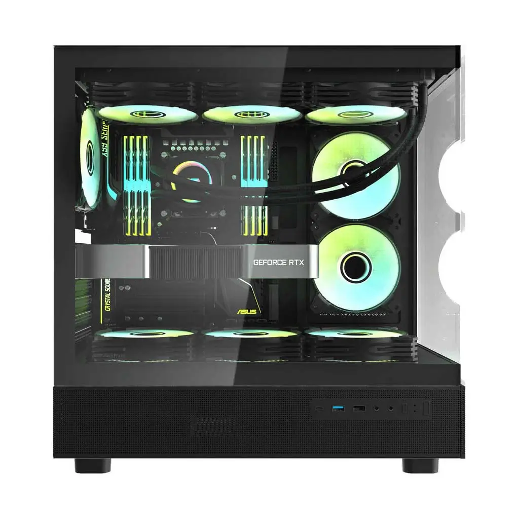 DarkFlash DPX90 ATX Gaming PC Case with 3 ARGB Fans, Supports 360mm Radiators, 9x 120mm Fan Support, USB Typc-C Support, Tempered Side Glass Panel, Black | DPX90 - Image 6