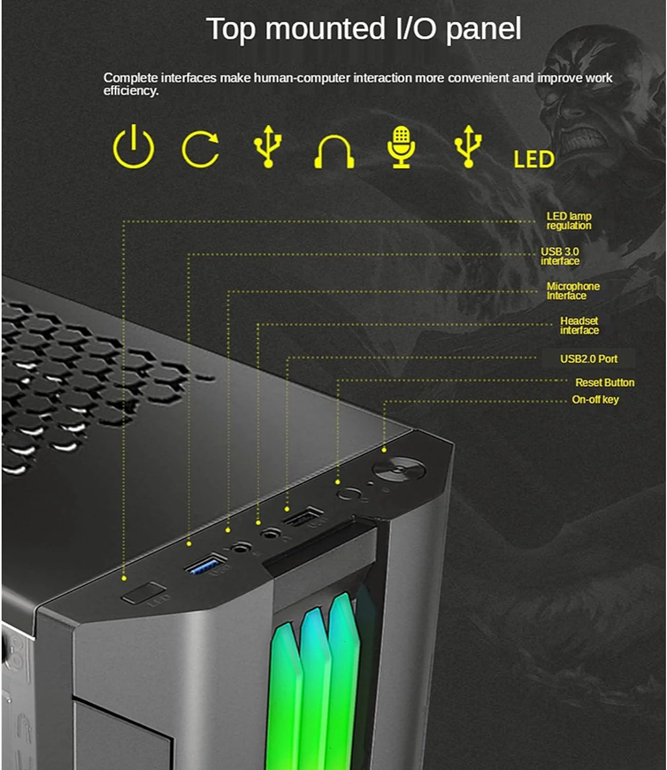 EVESKY ATX/M-ATX/ITX Gaming PC Desktop Computer Case Black with Side Tempered Glass Panels with 5 Fan Support - Image 7