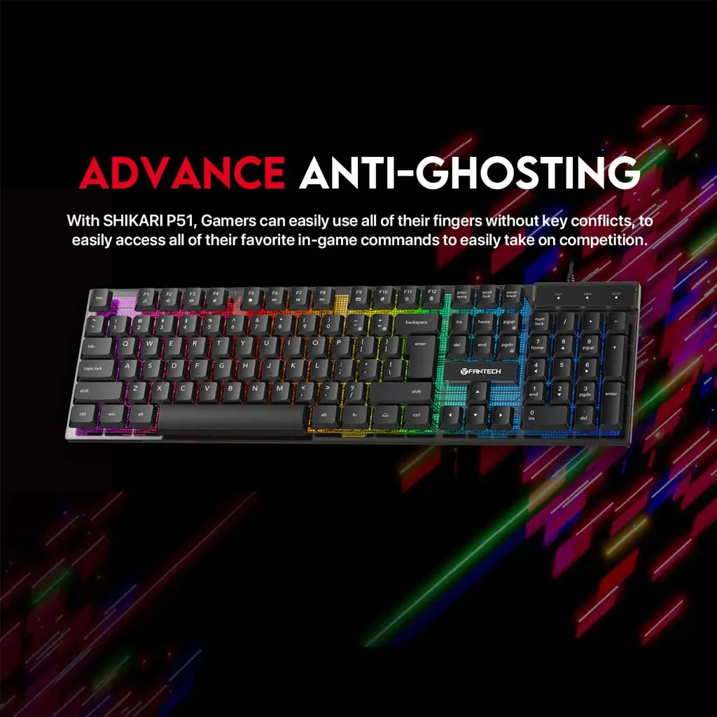 Fantech P51 5IN1 Gaming Combo, RGB Backlit Wired Keyboard, Gaming Mouse, Mousepad, Headset, Headset Stand, Black - Image 3
