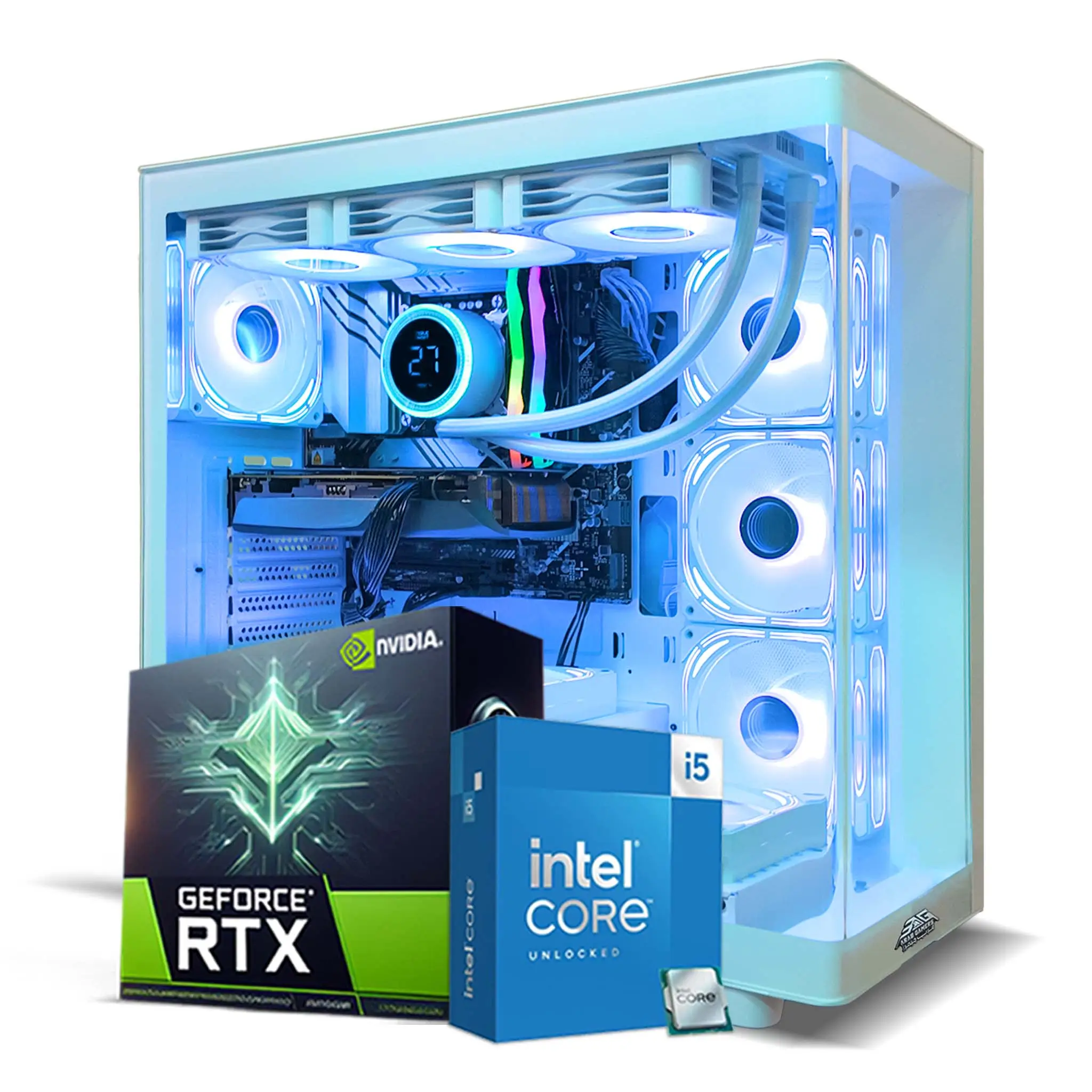 Gaming PC Moon, Intel Core i5-12400F, Nvidia RTX 5060 8GB Graphics, 32GB RAM, 1TB SSD, Windows 11 Pro, RGB Gaming Case White