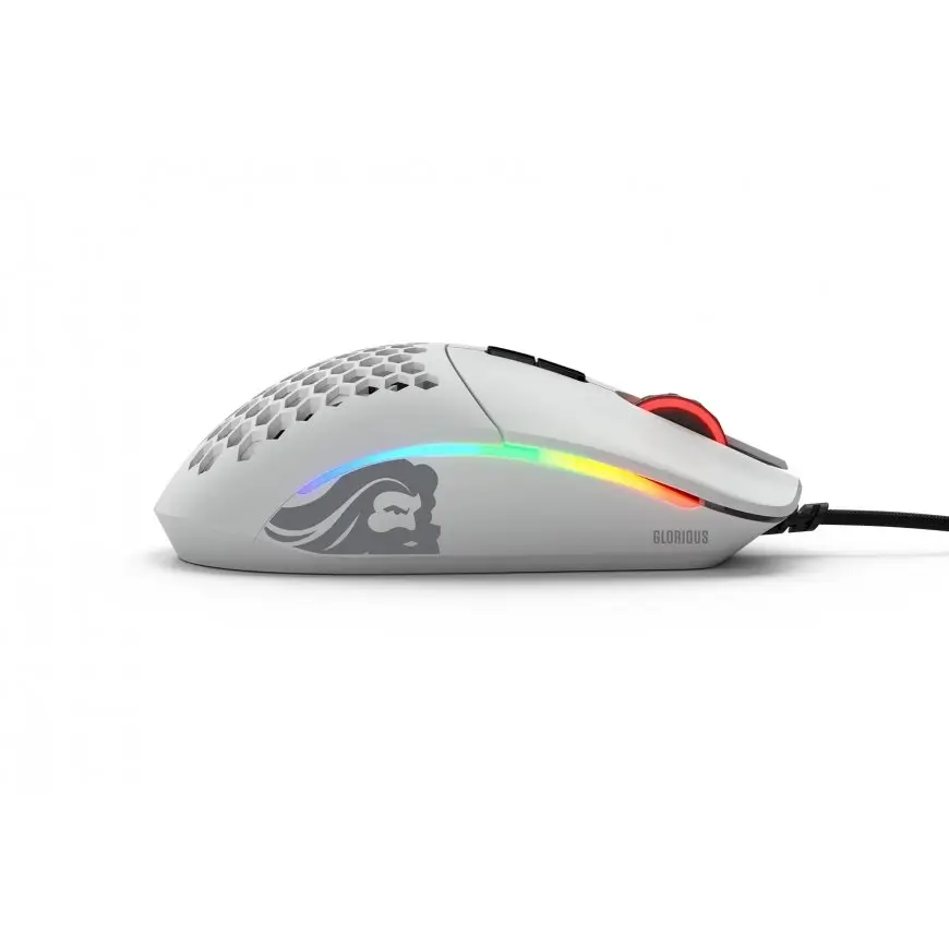 Glorious Model I Gaming Mouse, Lightweight, 9 Programmable Buttons, Upto 19000 DPI, Matte White - Image 3