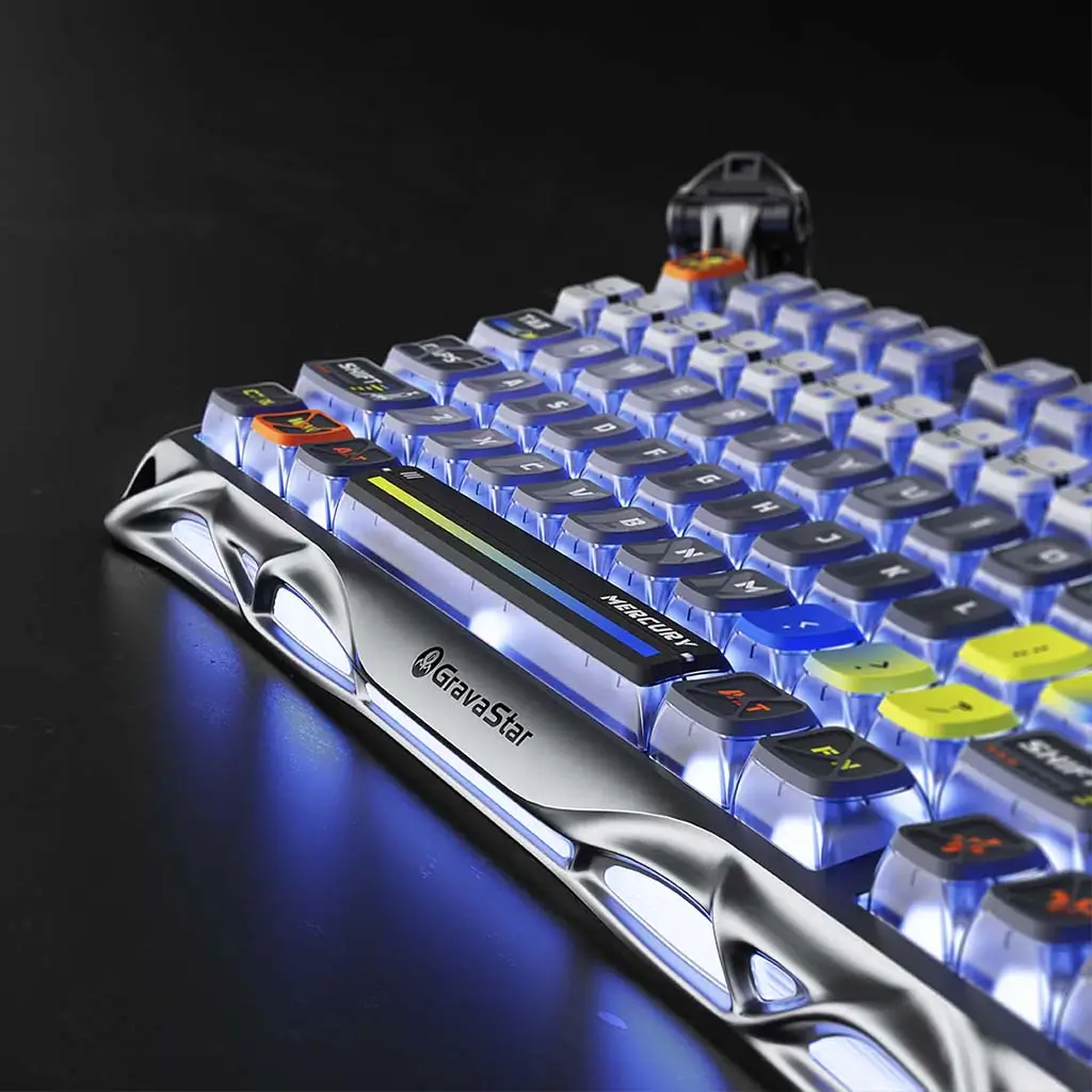 GravaStar Mercury K1 Pro Gaming Keyboard, 75% Gasket Hot-Swap Mechanical Keyboard Wireless with RGB Backlight, Interstellar Silver - Image 3