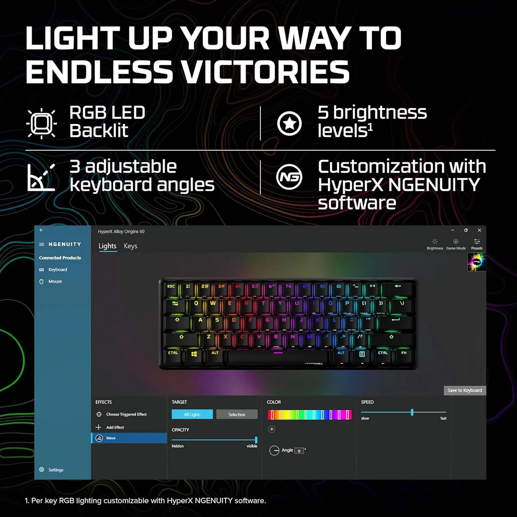 HyperX Alloy Origins 60 - Mechanical Gaming Keyboard, Ultra Compact 60% Form Factor, Dual Throw PBT Keys, RGB LED Backlite - Image 4