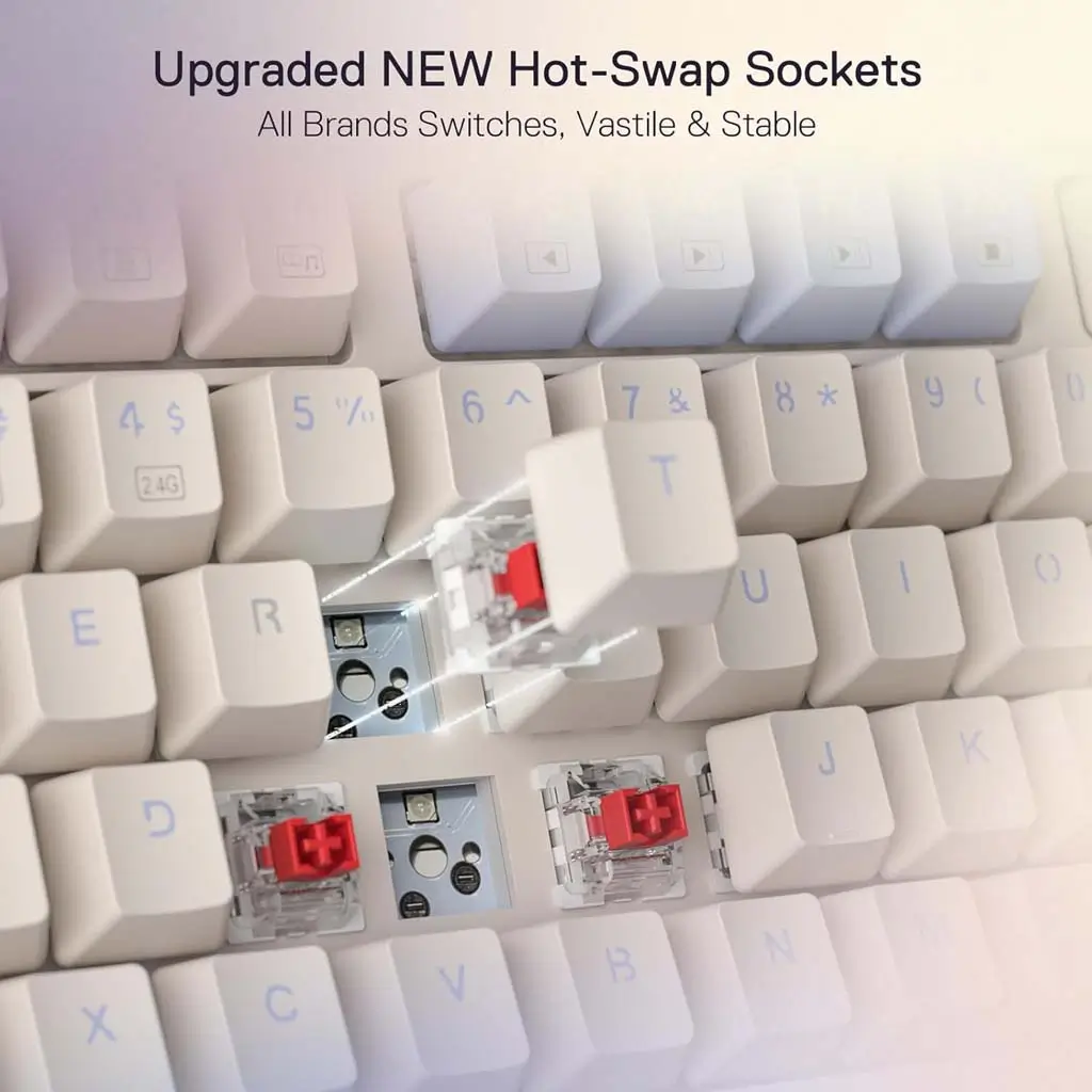 REDRAGON UCAL K673CPG RGB PRO Mechanical Gaming Keyboard, Wireless RGB Backlit, Dual-Mode, Ergonomic Design - Image 4