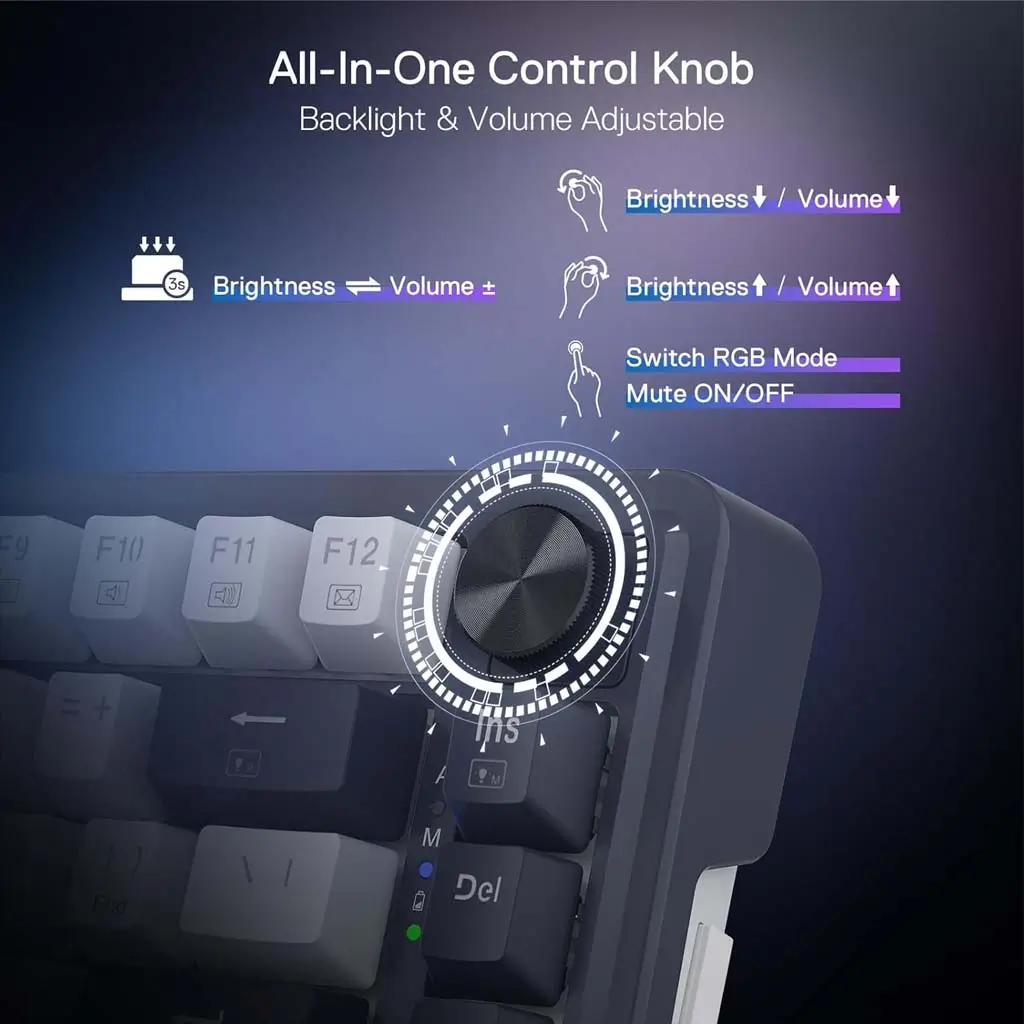REDRAGON K673WB RGB PRO Mechanical Gaming Keyboard, Wireless RGB Backlit, 3-Modes, Ergonomic Design - Image 4