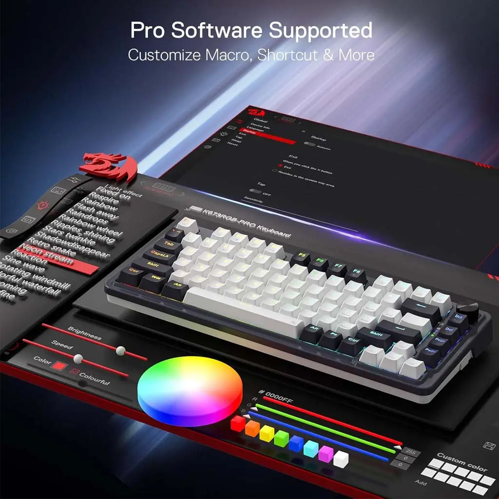 REDRAGON K673WB RGB PRO Mechanical Gaming Keyboard, Wireless RGB Backlit, 3-Modes, Ergonomic Design - Image 5