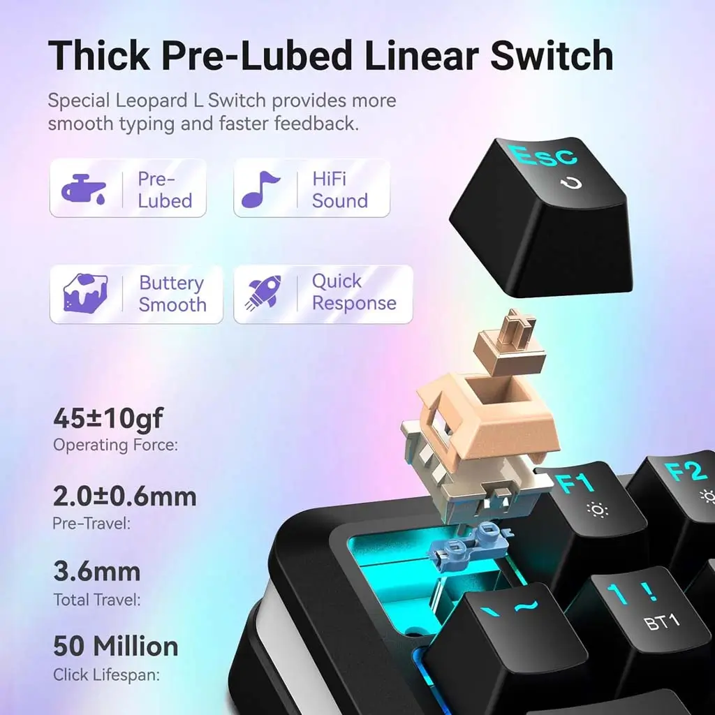 FLEKACT K708 RGB  PRO Wireless Mechanical Gaming Keyboard - Image 3
