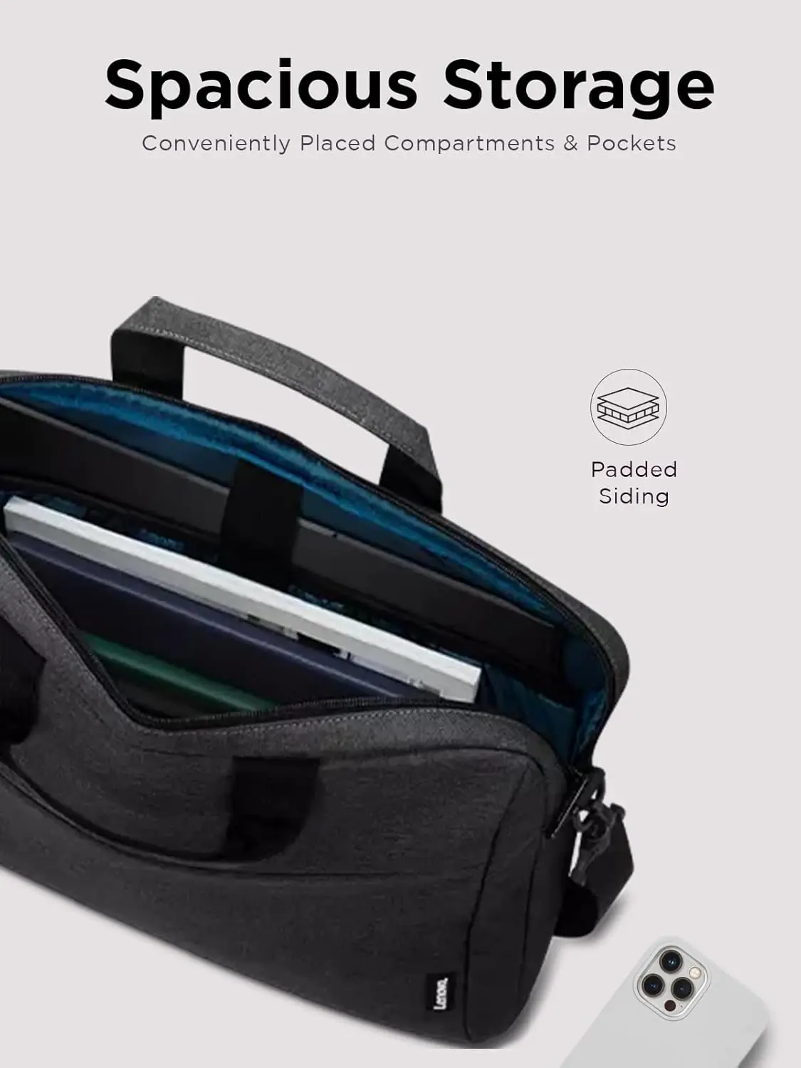 Lenovo T210 Toploader 15.6-inch Laptop Backpack, Stylish, Water-Repellent Bag, Black - Image 4