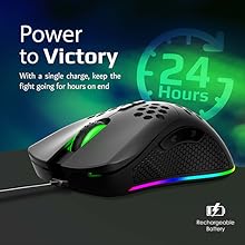 Vertux Ammolite Wireless Gaming Mouse | Honeycomb Design | Up to 16000 DPI | [2 Years-Warranty] 40G Optical Sensor | Long Gameplay Ergonomic Mouse | RGB Backlight Mouse | 20 Million Clicks- Black - Image 3