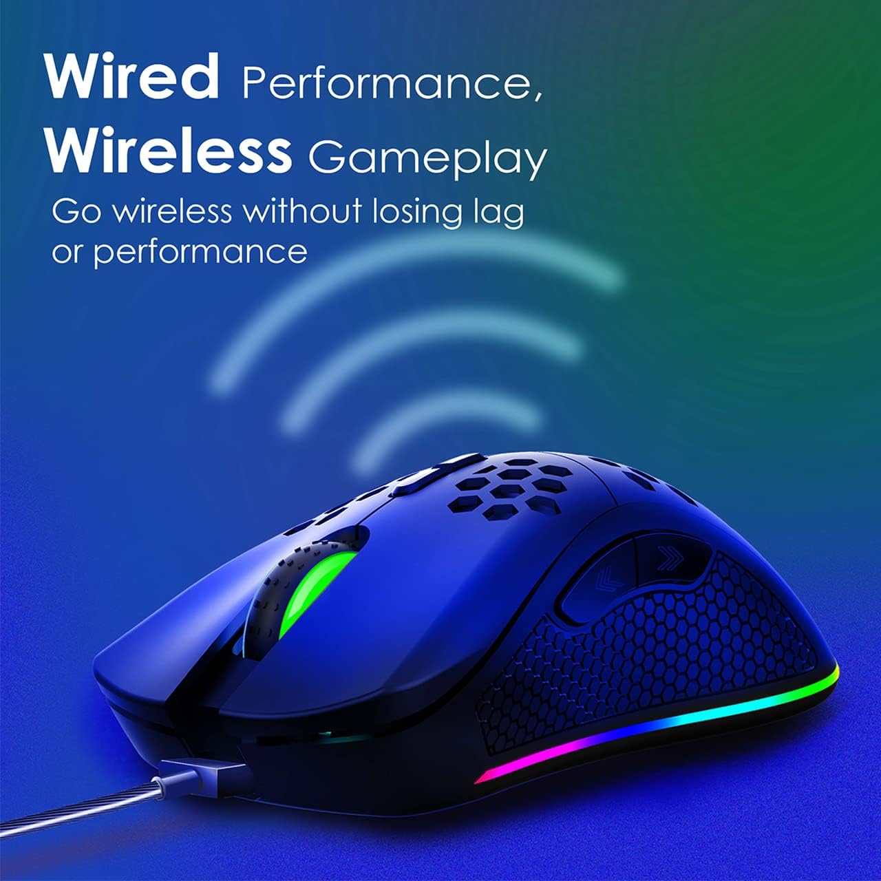 Vertux Ammolite Wireless Gaming Mouse | Honeycomb Design | Up to 16000 DPI | [2 Years-Warranty] 40G Optical Sensor | Long Gameplay Ergonomic Mouse | RGB Backlight Mouse | 20 Million Clicks- Black - Image 5