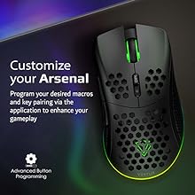 Vertux Ammolite Wireless Gaming Mouse | Honeycomb Design | Up to 16000 DPI | [2 Years-Warranty] 40G Optical Sensor | Long Gameplay Ergonomic Mouse | RGB Backlight Mouse | 20 Million Clicks- Black - Image 7