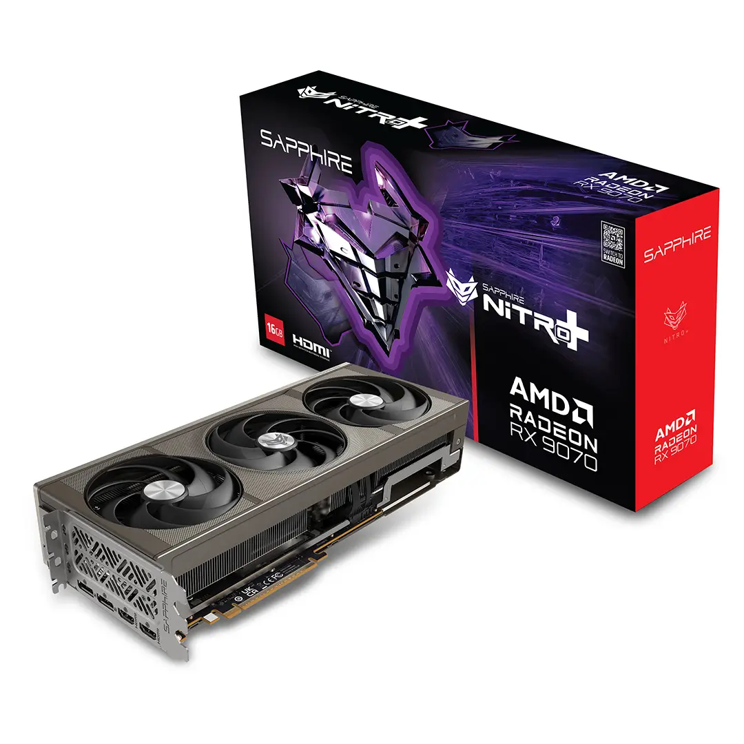 Sapphire Nitro AMD Radeon RX 9070 Gaming OC Edition with 16GB GDDR6 Graphics Card, 2700 MHz Boost Clock, 256-bit, 3584 Stream Processors, 20 Gbps Memory Clock, HDMI 2xDP, AMD RDNA 4 Architecture, PCIE 5.0