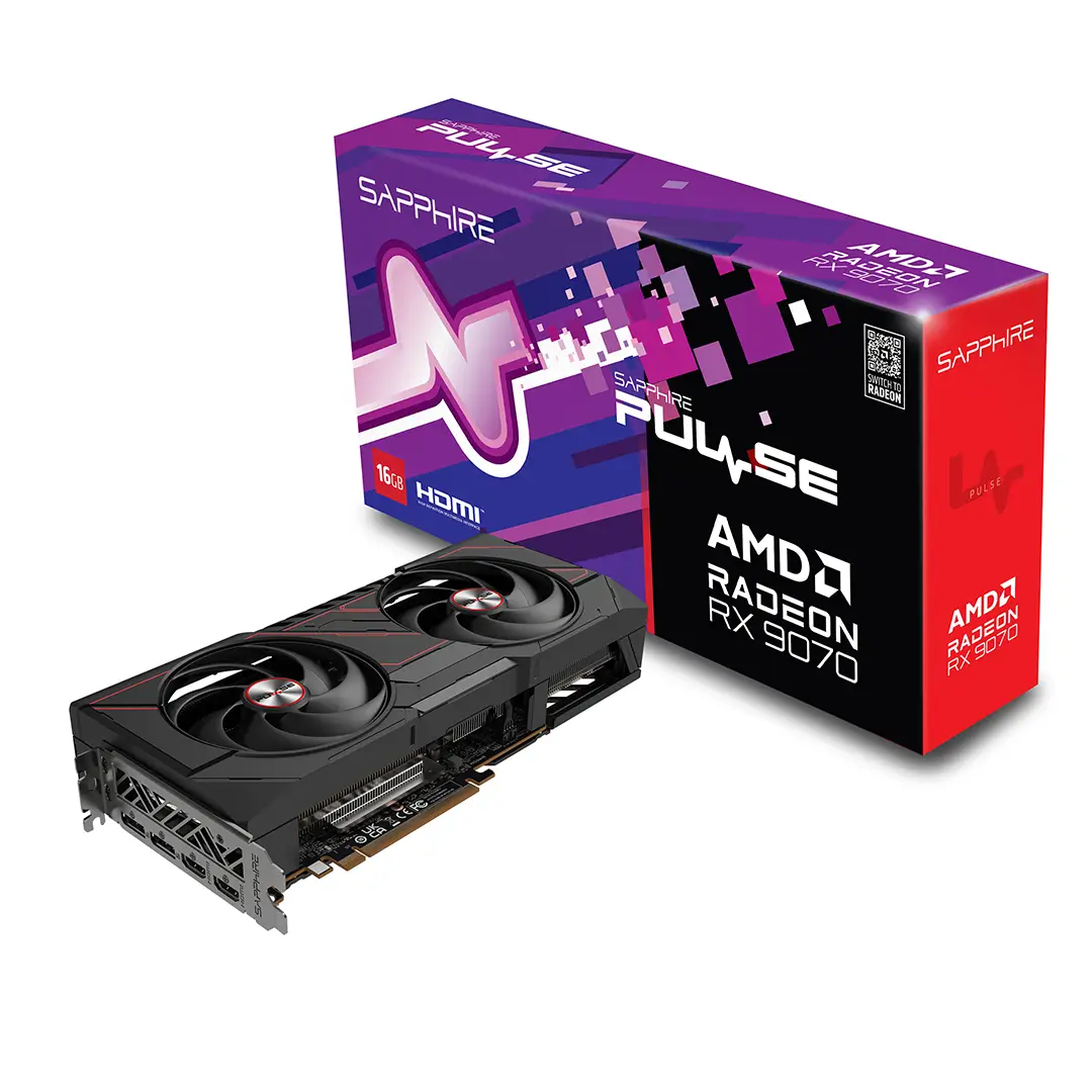 Sapphire Pulse AMD Radeon RX 9070 Gaming Edition with 16GB GDDR6 Graphics Card, 2520 MHz Boost Clock, 256-bit, 3584 Stream Processors, 20 Gbps Memory Clock, HDMI 2xDP, AMD RDNA 4 Architecture, PCIE 5.0