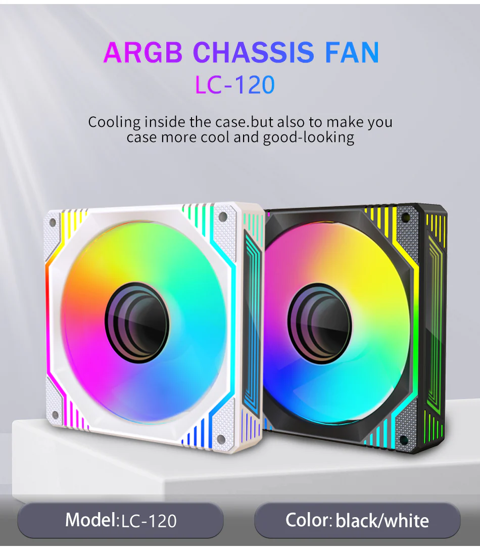 TrueNort Pc Case Fan 120mm RGB 6Pin 12V 3W Black, Single Fan - Image 5