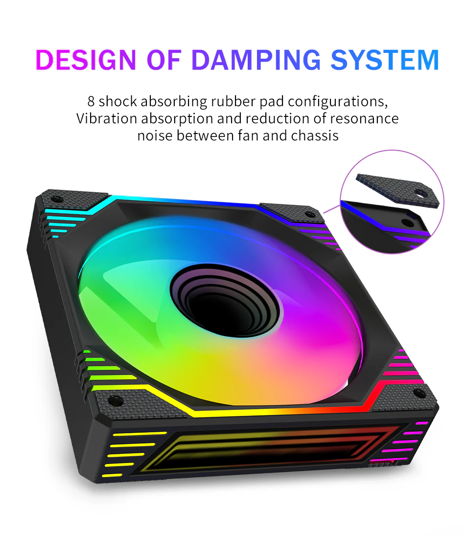 TrueNort Pc Case Fan 120mm RGB 6Pin 12V 3W Black, Single Fan - Image 7