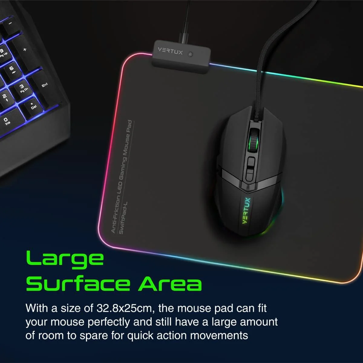 Vertu 4 In 1 Gaming Starter Kit, Rainbow Backlit Wired Gaming Keyboard & Mouse Combo, RGB Foldable Gaming Mouse Pad, Pro Gaming Over Ear Headset | Vertux kit - Image 3