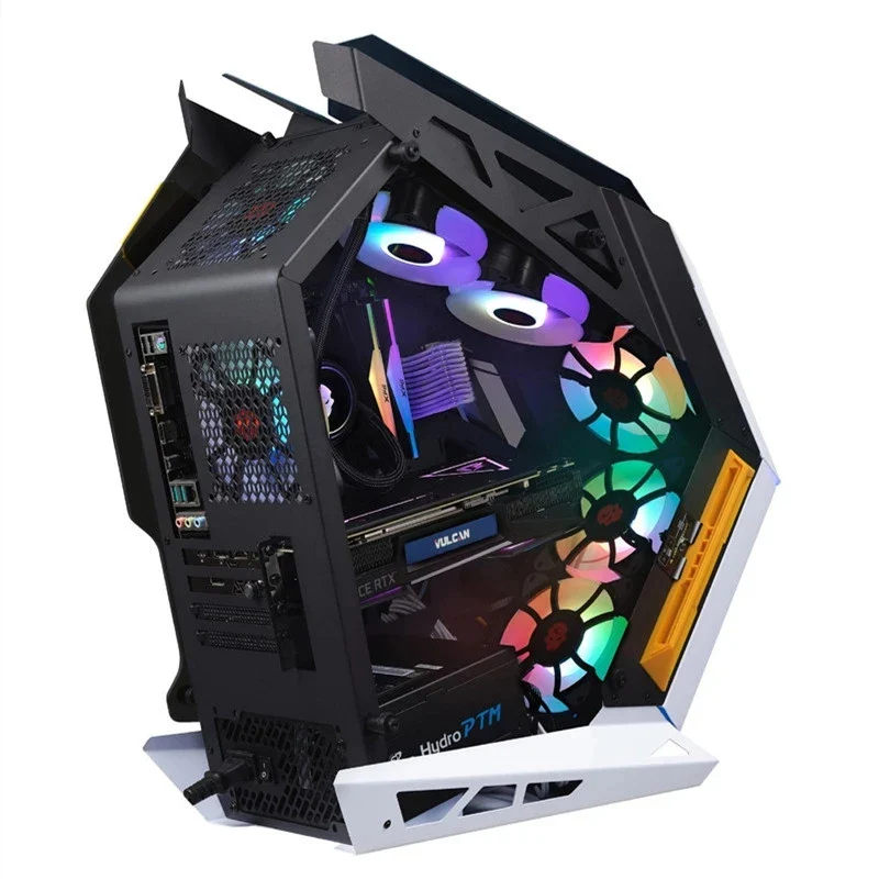 Warship M-ATX/Micro-ATX/ Gaming Desktop Computer Case Black with Side Tempered Glass Panels with 4 ARGB Fan Support - Image 2